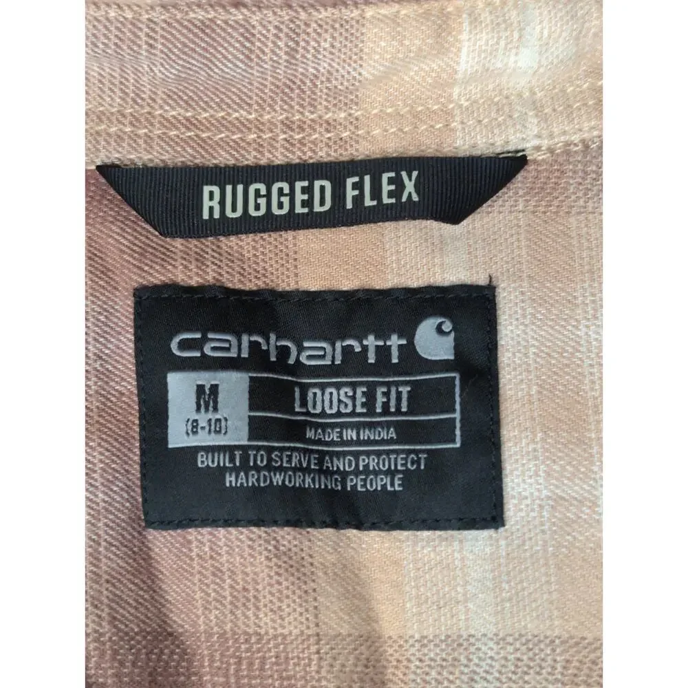 Carhartt rugged flex loose fit pink plaid button up sz M - Picture 6 of 10